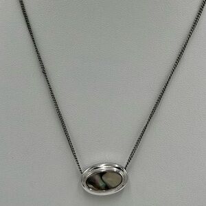 Vintage Avon Silver Tone Abalone Pendant Necklace